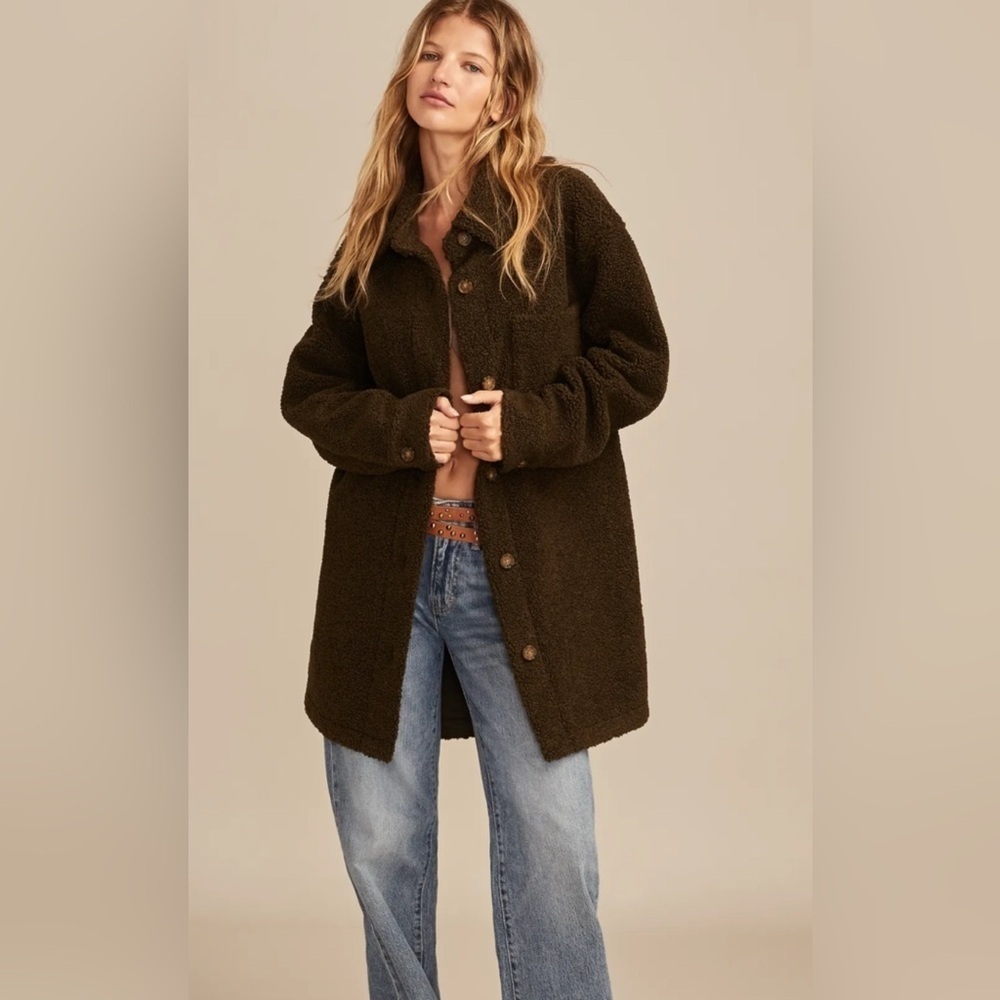 Lucky brand Oversized Shirt Jacket size Large in dark olive green style #131506